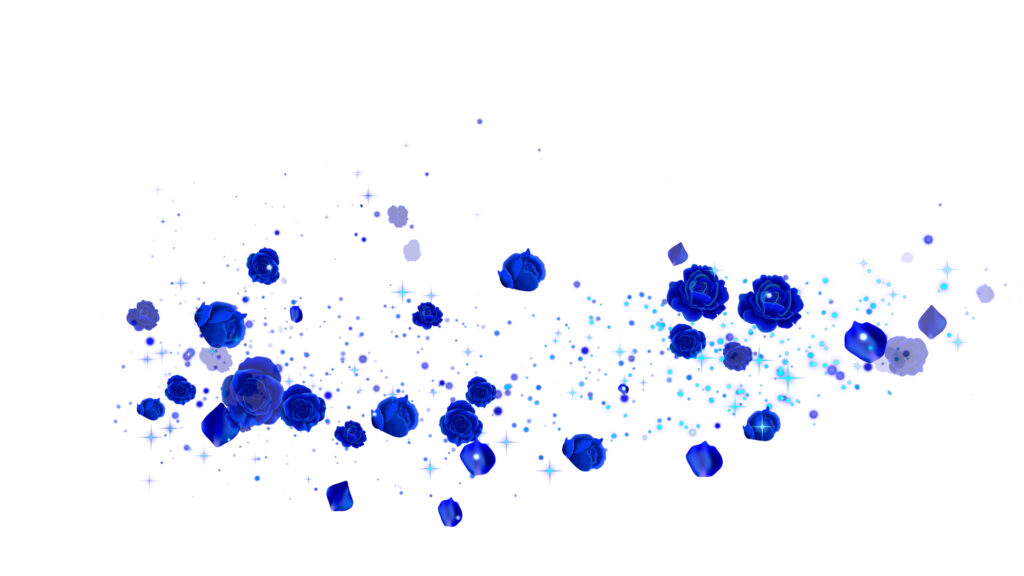 春の青いバラ 回転-合成用-白い背景