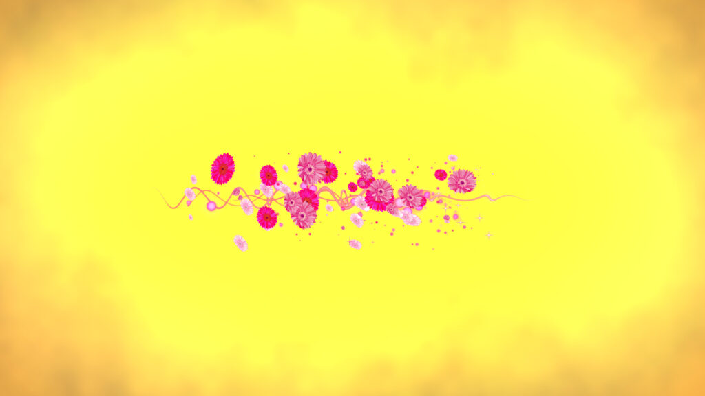 ピンクのガーベラ 文字用-黄色い背景