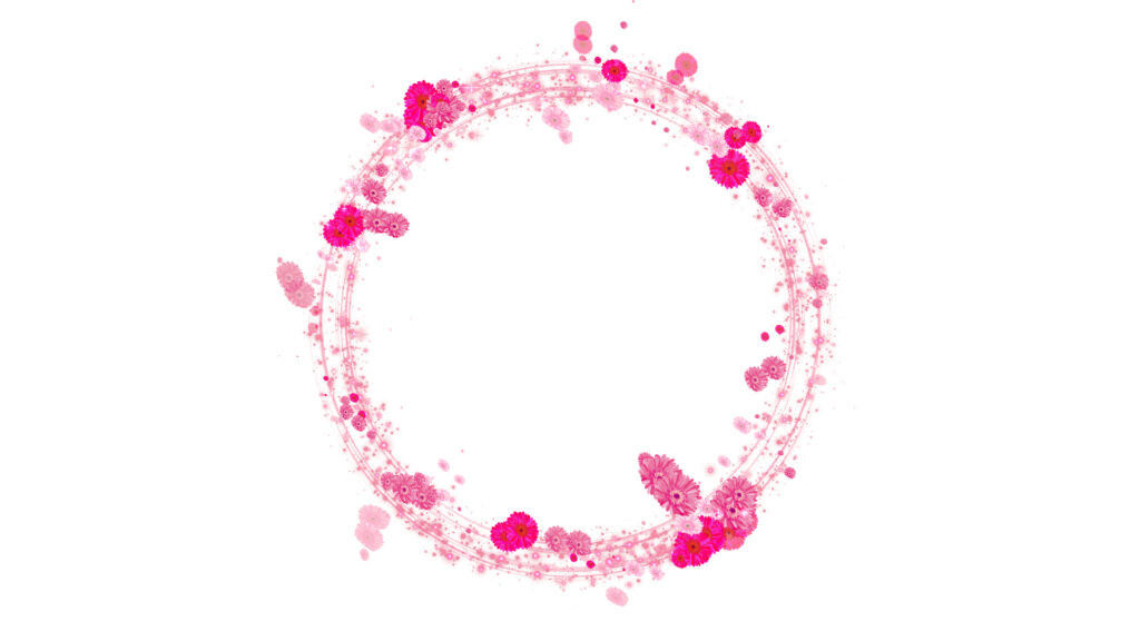 光るピンクのガーベラ リース - 合成用-白い背景